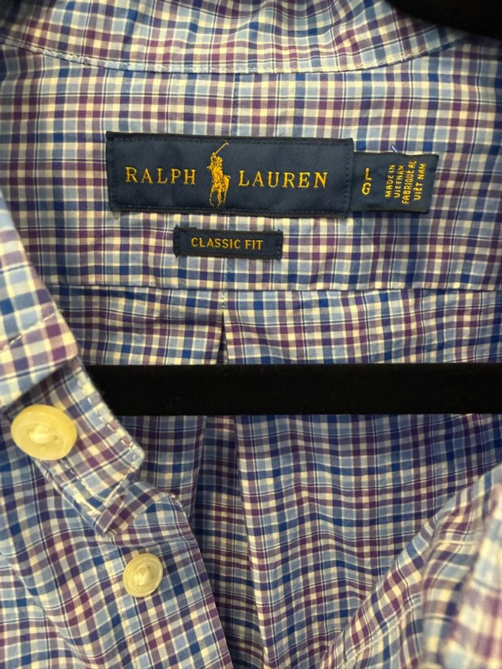 Polo Ralph Lauren Stanton Men’s L Blue Purple Plaid Classic Fit Shirt